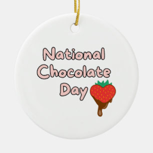 Happy national chocolate day ceramic ornament