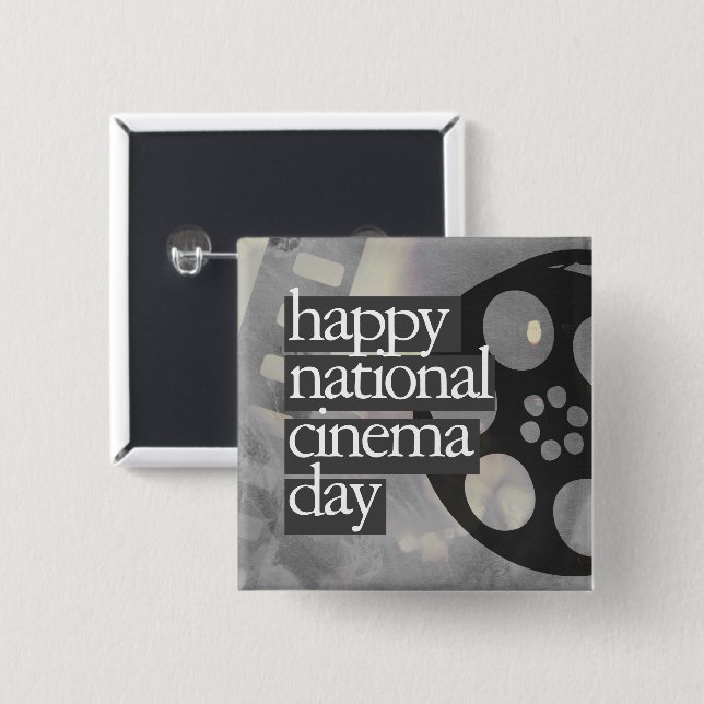 happy national cinema day 2 inch square button (Front & Back)