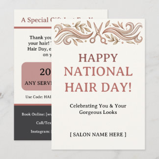 Happy National Hair Day Salon Promo Code Flat Card