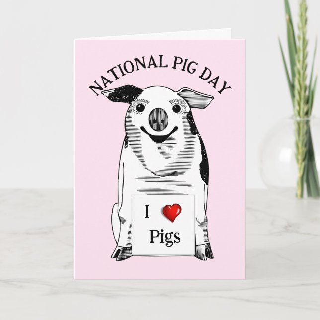 Happy National Pig Day Card (Front)