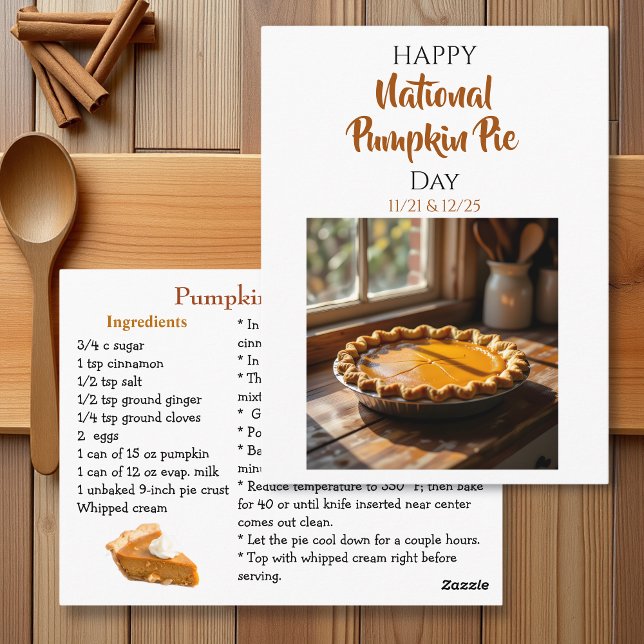 Happy National Pumpkin Pie Day Recipe  Postcard (Creator Uploaded)