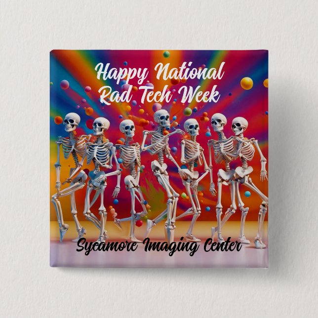 Happy National Rad Tech Week 2 Inch Square Button (Front)