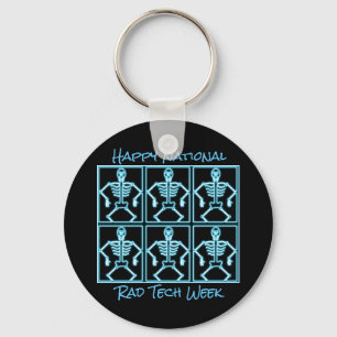 "Happy National Rad Tech Week" with Skeletons Keychain