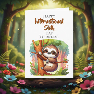 Happy National Sloth Day October 20th Card