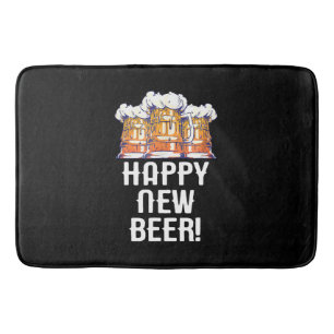 HAPPY NEW BEER! New Year's Eve Party Drinking Bath Mat