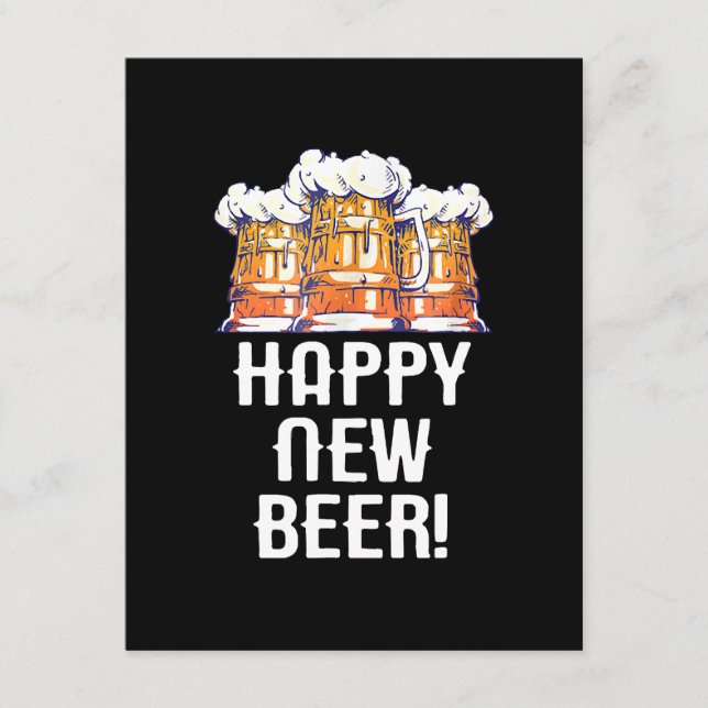 HAPPY NEW BEER! New Year's Eve Party Drinking Enclosure Card (Front)