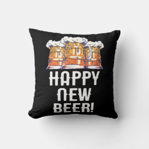 HAPPY NEW BEER! New Year's Eve Party Drinking Throw Pillow