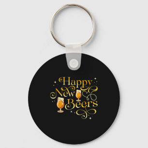 Happy New Beers Funny New Years Eve Holiday Keychain