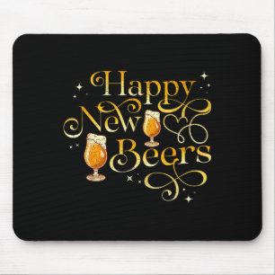 Happy New Beers Funny New Years Eve Holiday Mouse Pad