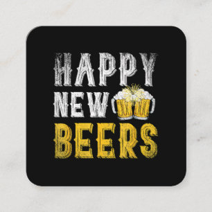 Happy New Beers Party Square Business Card