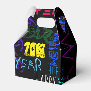 Happy New custom Year Pop Colours Favour Gable Favor Box