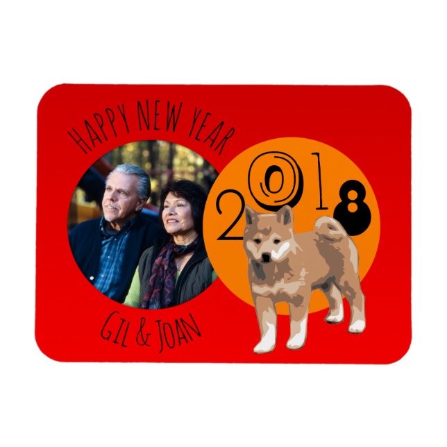 Happy New Dog Year 2018 frame Photo Magnet (Horizontal)