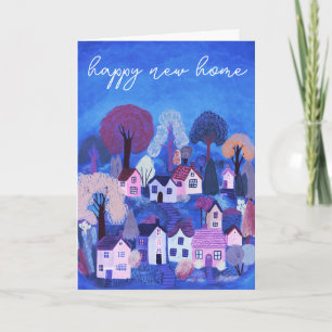 HAPPY NEW HOME Cute Country Village Illustration Card