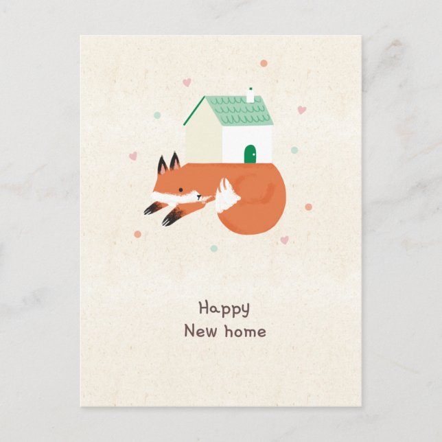 Happy new home fox postcard (Front)