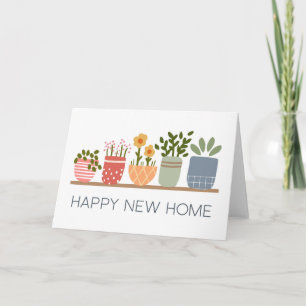 Happy New Home Garden Shelf Indoor Plants Card