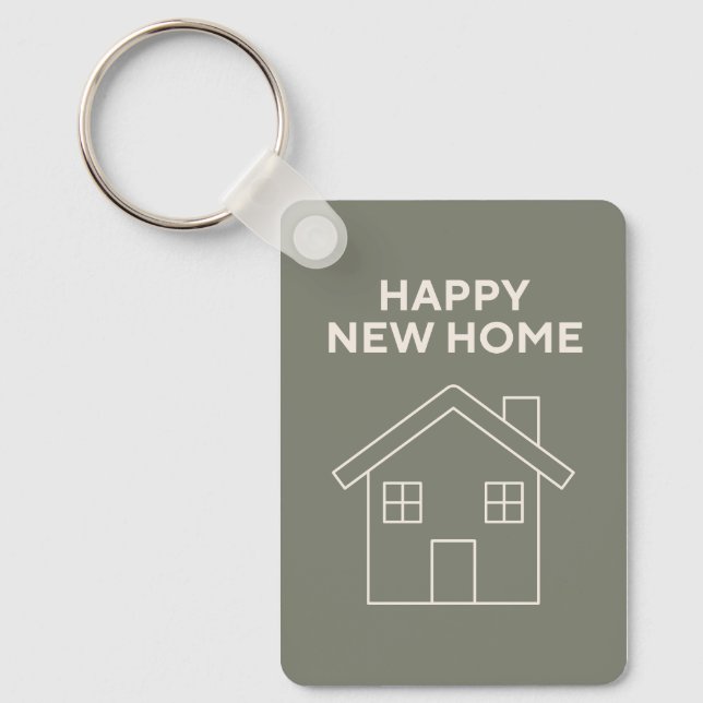 Happy New Home Key Ring - Warm eucalyptus (Front)