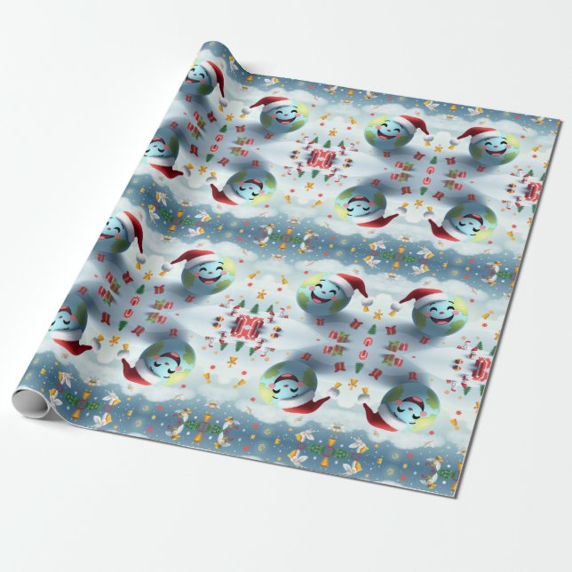 Happy New Planet Wrapping Paper (Unrolled)