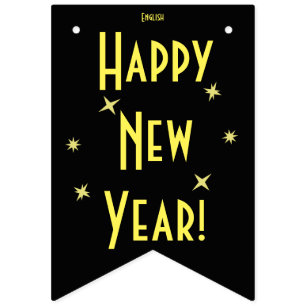 Happy New Year 16 Languages   Add your language Bunting Flags