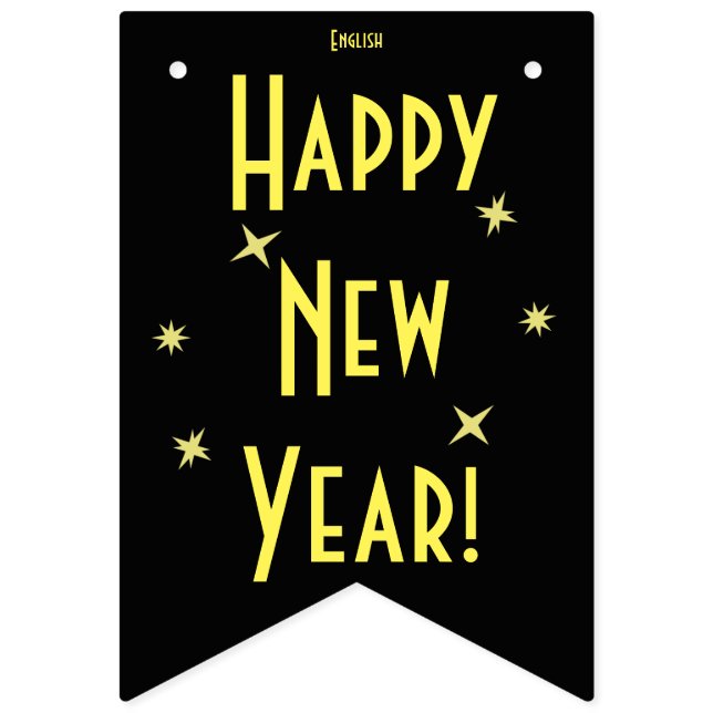 Happy New Year 16 Languages | Add your language Bunting Flags (First Flag)