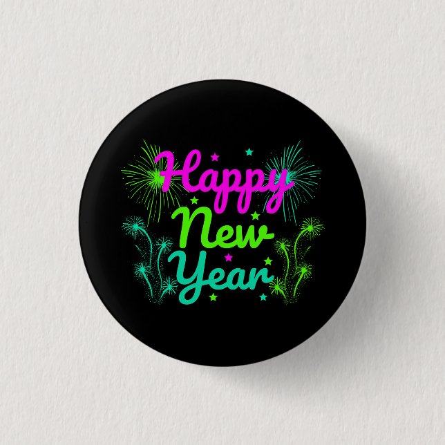 Happy New Year  1 Inch Round Button (Front)