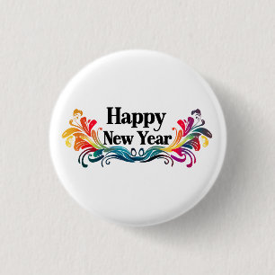 Happy New Year 1 Inch Round Button