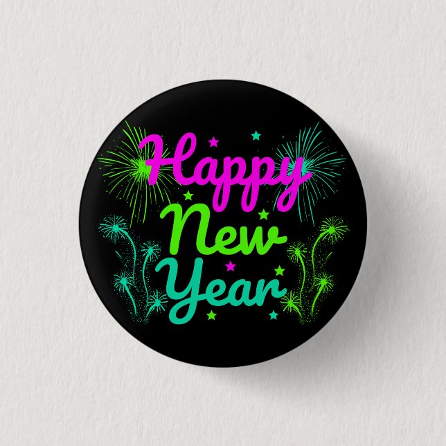 Happy New Year  1 Inch Round Button (Front)