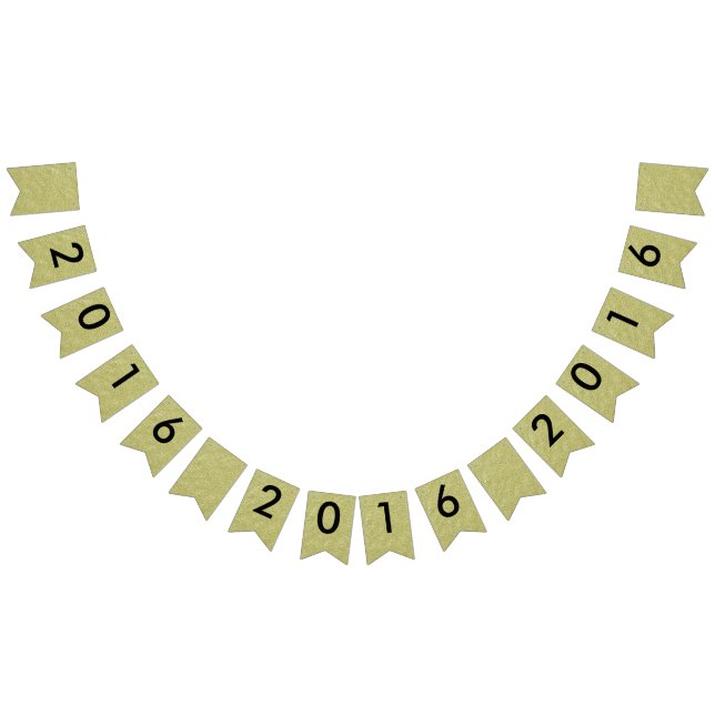 Happy New Year 2016 Black Gold Glitter Party Bunting Flags (All)