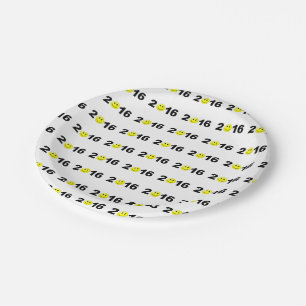 Happy New Year 2016 Funny Sweet Number Paper Plate