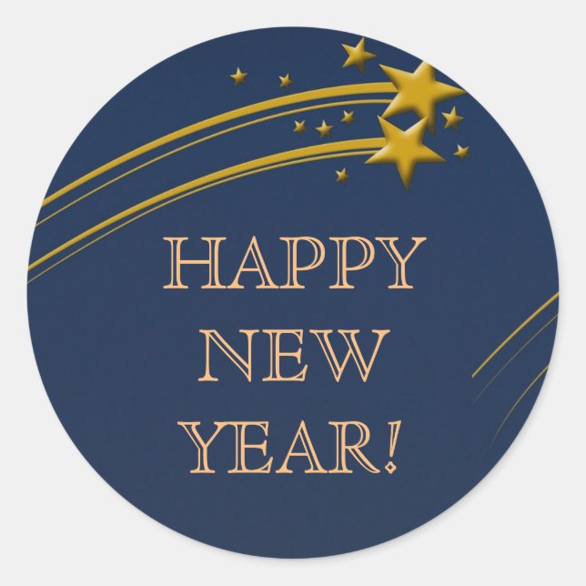 Happy New Year 2016 Gold Blue Wish Stickers (Front)