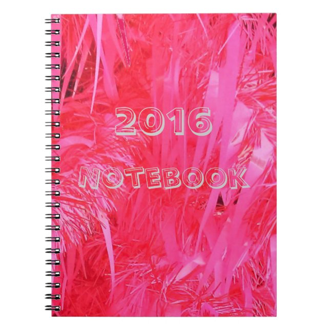 Happy New Year 2016 Notebook Shiny Pink Glitter (Front)