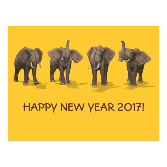 Happy New Year 2017 Elephants Postcard