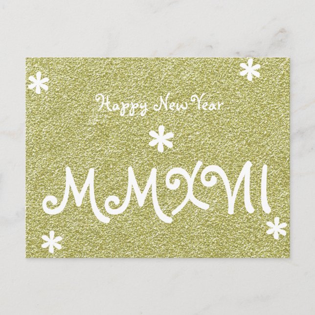 Happy New Year 2017 Gold Glitter Roman Numeral Holiday Postcard (Front)