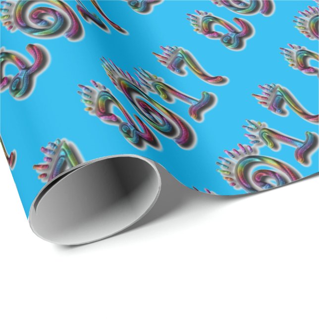 Happy New Year 2017 Rainbow Typography Numbers Wrapping Paper (Roll Corner)