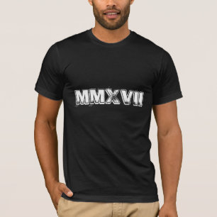 Happy New Year 2017 Roman Numerals Black White T-Shirt