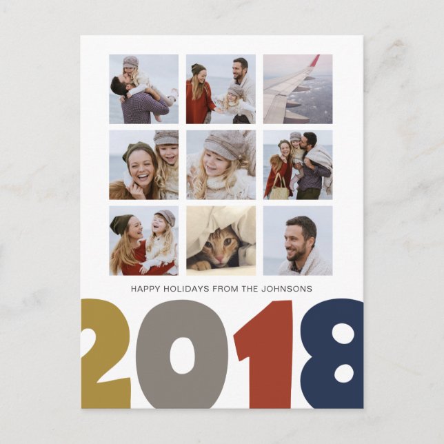 Happy New Year | 2018 | 9 photos | postcards (Front)