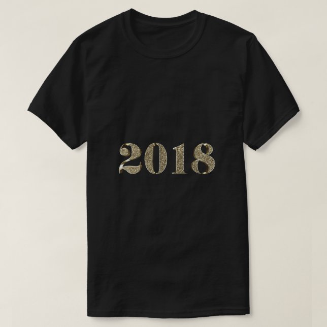 Happy New Year 2018 Elegant Gold Look Typography T-Shirt (Design Front)