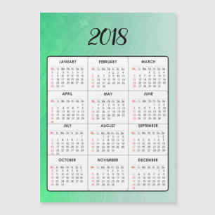 Happy New Year 2018 Green  Magnetic Calendar