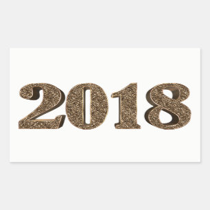 Happy New Year 2018 Number Elegant Gold Typography Sticker