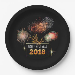 Happy New Year 2018 Paper Plate