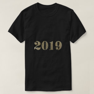 Happy New Year 2019 Elegant Gold Look Typography T-Shirt