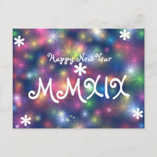 Happy New Year 2019 Stars Light Roman Numeral Holiday Postcard