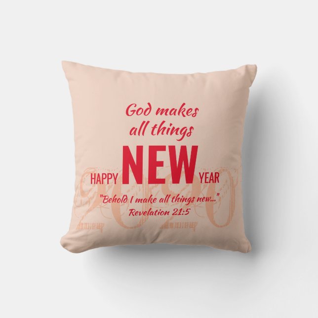 HAPPY NEW YEAR 2020 Christian Customized PINK Throw Pillow (Front)