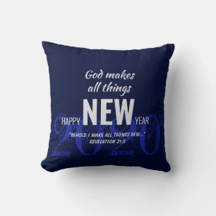 HAPPY NEW YEAR 2020 Christian Scripture NAVY Throw Pillow