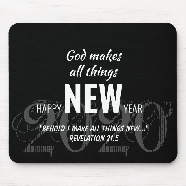 HAPPY NEW YEAR 2020 Customized Scripture BLACK Mouse Pad (Front)