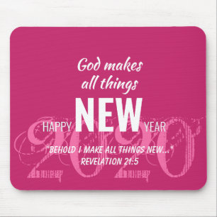 HAPPY NEW YEAR 2020 Customized Scripture PINK Mouse Pad