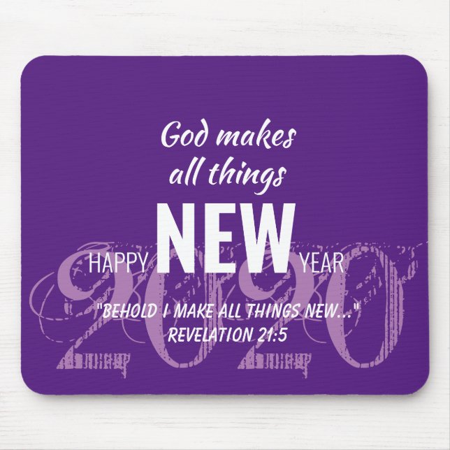 HAPPY NEW YEAR 2020 Customized Scripture PURPLE Mouse Pad (Front)
