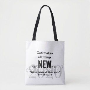HAPPY NEW YEAR 2020 Customized Scripture WHITE Tote Bag