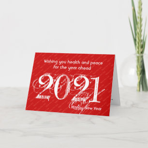 HAPPY NEW YEAR 2021 Customizable Any Year RED Holiday Card