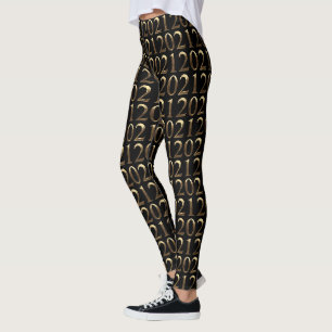 Happy New Year 2021 Elegant Faux Gold Year Numbers Leggings