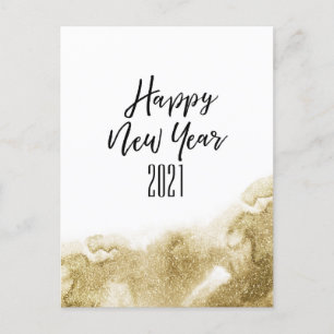 Happy New Year 2021 Festive Gold Abstract Holiday Postcard